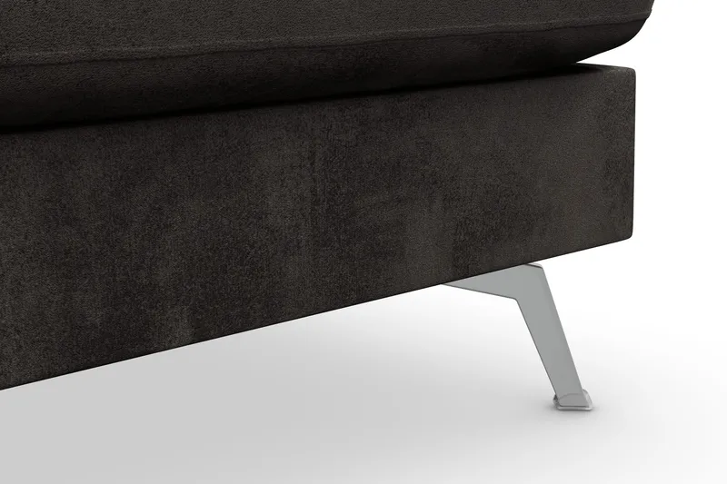 Ocean Lyx 6-seters Høyrevendt U-formet Sofa med Divan og Sjeselong + Fotskammel i Fløyel - Mørk grå - Møbler - Sofaer - U-sofa