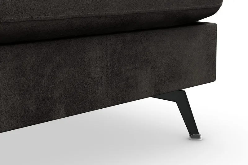 Ocean Lyx 6-seters Høyrevendt U-formet Sofa med Divan og Sjeselong + Fotskammel i Fløyel - Mørk grå - Møbler - Sofaer - U-sofa