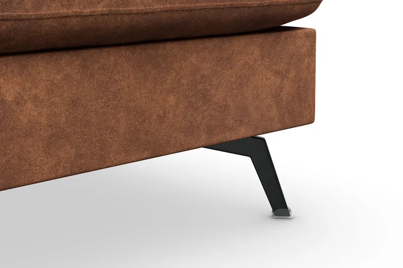 Ocean Lyx 6-seters Høyrevendt U-formet Sofa med Divan og Sjeselong + Fotskammel i Kunstlær - Brun - Møbler - Sofaer - U-sofa