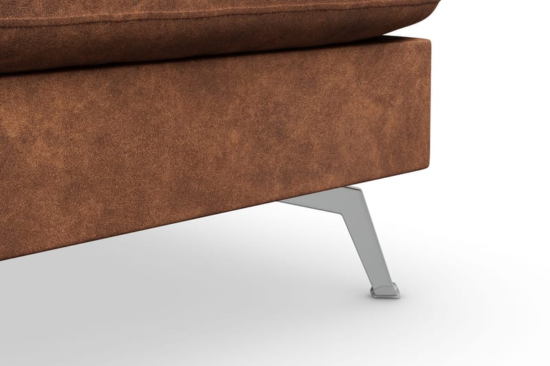 Ocean Lyx 6-seters Høyrevendt U-formet Sofa med Divan og Sjeselong + Fotskammel i Kunstlær - Brun - Møbler - Sofaer - U-sofa