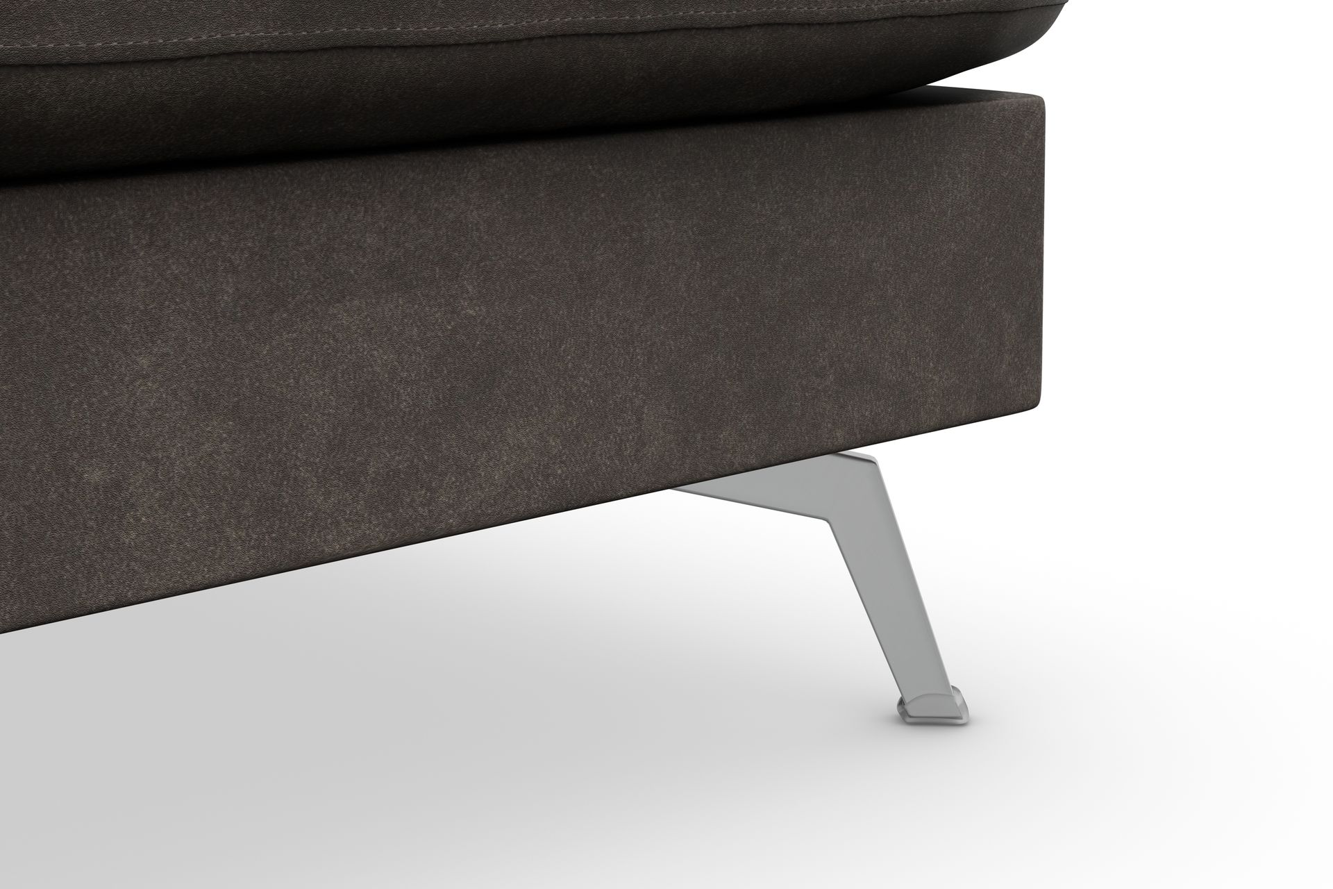 Ocean Lyx 6-seters Høyrevendt U-formet Sofa med Divan og Sjeselong + Fotskammel i Kunstlær - Mørk grå - Møbler - Sofaer - Sofa med sjeselong