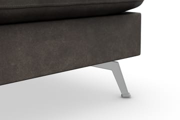 Ocean Lyx 6-seters Høyrevendt U-formet Sofa med Divan og Sjeselong + Fotskammel i Kunstlær - Mørk grå - Møbler - Sofaer - Sofa med sjeselong