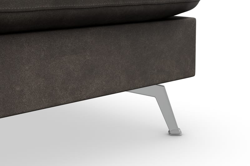 Ocean Lyx 6-seters Høyrevendt U-formet Sofa med Divan og Sjeselong + Fotskammel i Kunstlær - Mørk grå - Møbler - Sofaer - Sofa med sjeselong