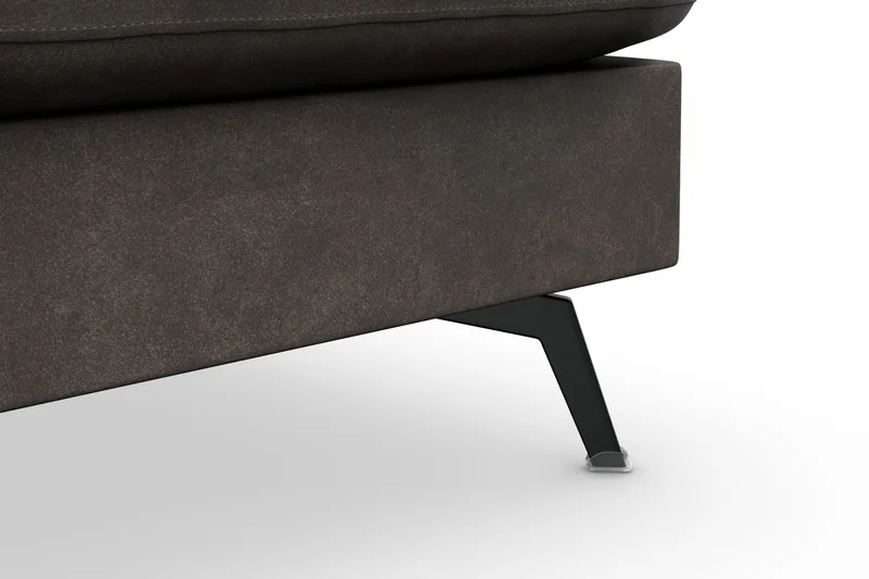 Ocean Lyx 6-seters Høyrevendt U-formet Sofa med Divan og Sjeselong + Fotskammel i Kunstlær - Mørk grå - Møbler - Sofaer - U-sofa