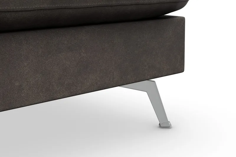 Ocean Lyx 6-seters Høyrevendt U-formet Sofa med Divan og Sjeselong + Fotskammel i Kunstlær - Mørk grå - Møbler - Sofaer - U-sofa