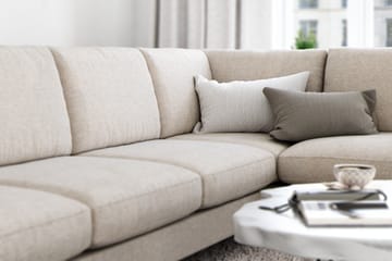Ocean Lyx 6-seters Høyrevendt U-formet Sofa med Divan og Sjeselong + Fotskammel i Stoff - Beige - Møbler - Sofaer - Sofa med sjeselong