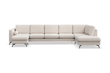 Ocean Lyx 6-seters Høyrevendt U-formet Sofa med Divan og Sjeselong + Fotskammel i Stoff