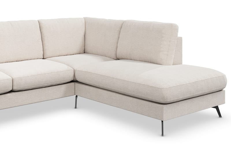 Ocean Lyx 6-seters Høyrevendt U-formet Sofa med Divan og Sjeselong + Fotskammel i Stoff - Beige - Møbler - Sofaer - Sofa med sjeselong