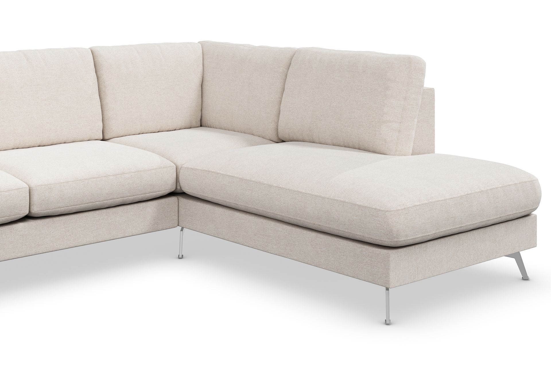 Ocean Lyx 6-seters Høyrevendt U-formet Sofa med Divan og Sjeselong + Fotskammel i Stoff - Beige - Møbler - Sofaer - Sofa med sjeselong