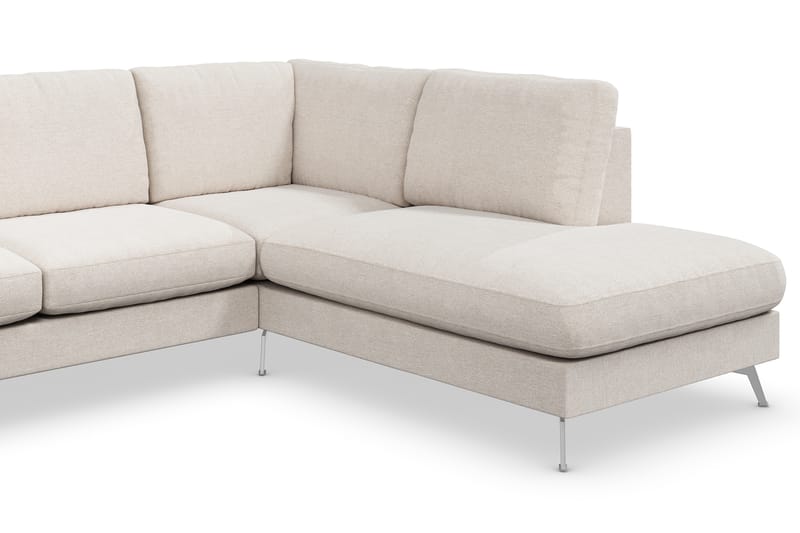 Ocean Lyx 6-seters Høyrevendt U-formet Sofa med Divan og Sjeselong + Fotskammel i Stoff - Beige - Møbler - Sofaer - Sofa med sjeselong