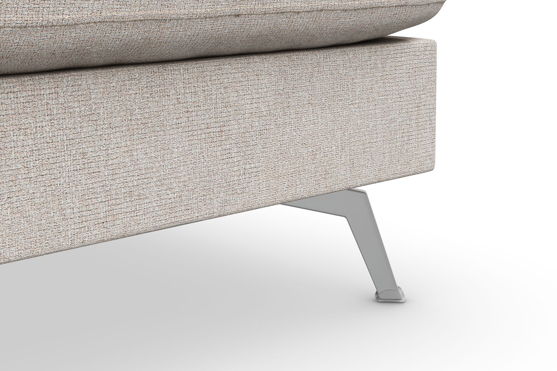 Ocean Lyx 6-seters Høyrevendt U-formet Sofa med Divan og Sjeselong + Fotskammel i Stoff - Beige - Møbler - Sofaer - Sofa med sjeselong