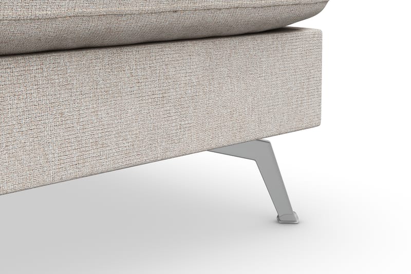 Ocean Lyx 6-seters Høyrevendt U-formet Sofa med Divan og Sjeselong + Fotskammel i Stoff - Beige - Møbler - Sofaer - Sofa med sjeselong