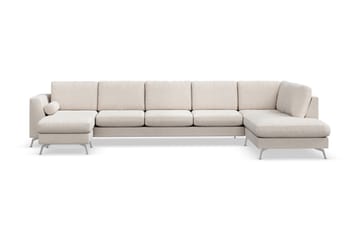 Ocean Lyx 6-seters Høyrevendt U-formet Sofa med Divan og Sjeselong + Fotskammel i Stoff