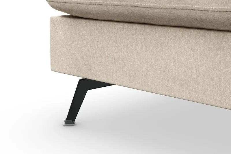Ocean Lyx 6-seters Venstrevendt U-formet Sofa med Divan og Sjeselong + Fotskammel i Fløyel - Beige - Møbler - Sofaer - Sofa med sjeselong
