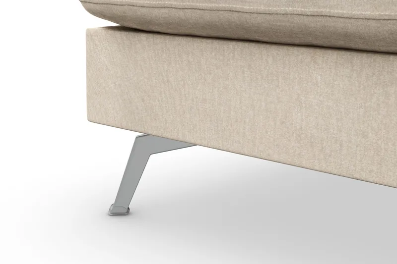 Ocean Lyx 6-seters Venstrevendt U-formet Sofa med Divan og Sjeselong + Fotskammel i Fløyel - Beige - Møbler - Sofaer - Sofa med sjeselong