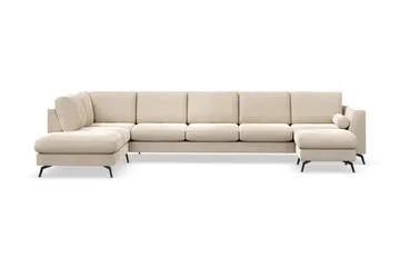 Ocean Lyx 6-seters Venstrevendt U-formet Sofa med Divan og Sjeselong + Fotskammel i Fløyel