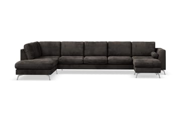 Ocean Lyx 6-seters Venstrevendt U-formet Sofa med Divan og Sjeselong + Fotskammel i Fløyel