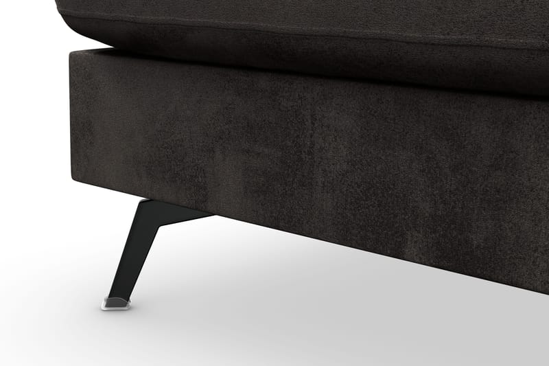 Ocean Lyx 6-seters Venstrevendt U-formet Sofa med Divan og Sjeselong + Fotskammel i Fløyel - Mørk grå - Møbler - Sofaer - Sofa med sjeselong