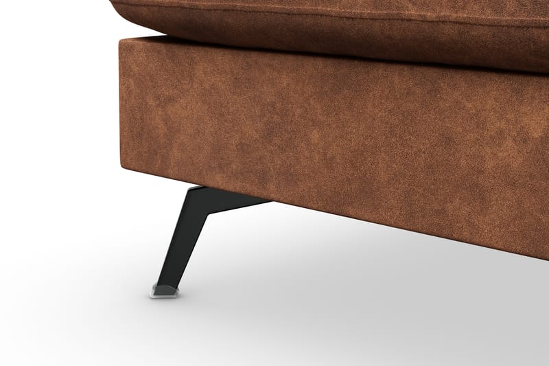 Ocean Lyx 6-seters Venstrevendt U-formet Sofa med Divan og Sjeselong + Fotskammel i Kunstlær - Brun - Møbler - Sofaer - Sofa med sjeselong