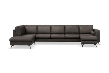 Ocean Lyx 6-seters Venstrevendt U-formet Sofa med Divan og Sjeselong + Fotskammel i Kunstlær