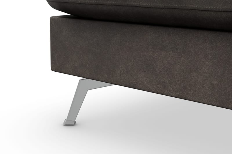 Ocean Lyx 6-seters Venstrevendt U-formet Sofa med Divan og Sjeselong + Fotskammel i Kunstlær - Mørk grå - Møbler - Sofaer - Sofa med sjeselong