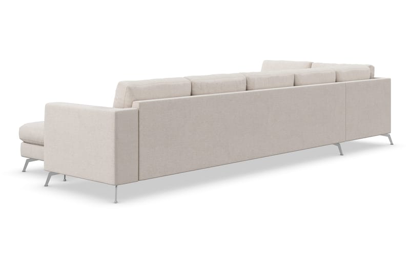 Ocean Lyx 6-seters Venstrevendt U-formet Sofa med Divan og Sjeselong + Fotskammel i Stoff - Beige - Møbler - Sofaer - Sofa med sjeselong