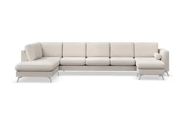 Ocean Lyx 6-seters Venstrevendt U-formet Sofa med Divan og Sjeselong + Fotskammel i Stoff