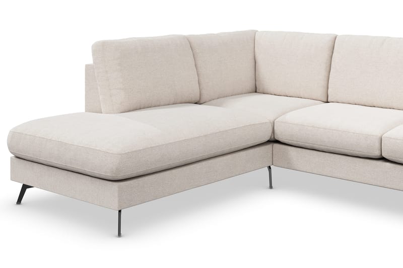 Ocean Lyx 6-seters Venstrevendt U-formet Sofa med Divan og Sjeselong + Fotskammel i Stoff - Beige - Møbler - Sofaer - Sofa med sjeselong