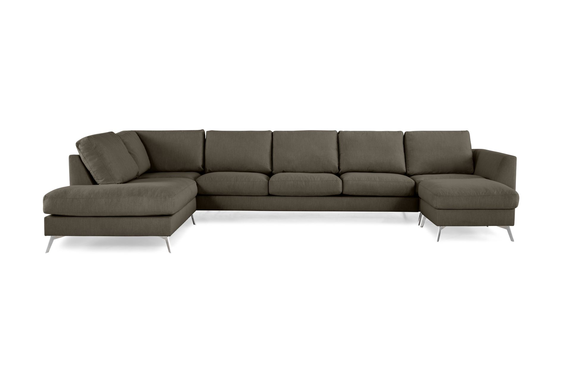 Ocean Lyx 6-seters Venstrevendt U-formet Sofa med Divan og Sjeselong + Fotskammel i Stoff - Mørkegrønn - Møbler - Sofaer - Sofa med sjeselong
