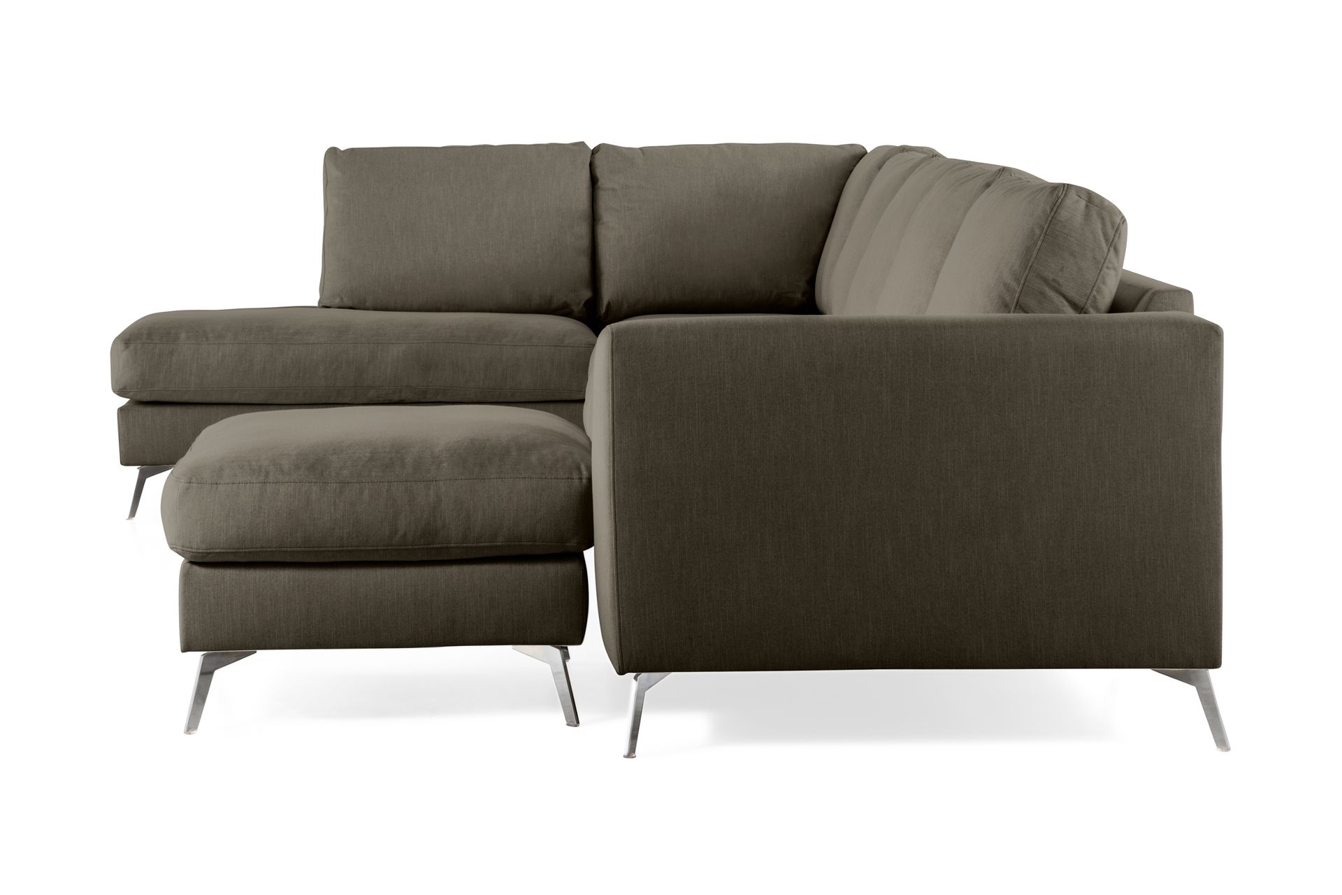 Ocean Lyx 6-seters Venstrevendt U-formet Sofa med Divan og Sjeselong + Fotskammel i Stoff - Mørkegrønn - Møbler - Sofaer - Sofa med sjeselong