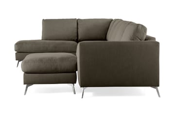 Ocean Lyx 6-seters Venstrevendt U-formet Sofa med Divan og Sjeselong + Fotskammel i Stoff - Mørkegrønn - Møbler - Sofaer - Sofa med sjeselong