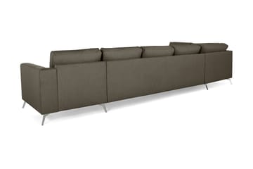 Ocean Lyx 6-seters Venstrevendt U-formet Sofa med Divan og Sjeselong + Fotskammel i Stoff - Mørkegrønn - Møbler - Sofaer - Sofa med sjeselong