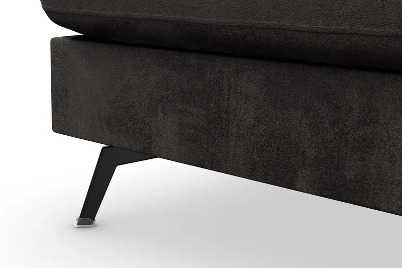 Ocean Lyx 6-seters Venstrevendt U-formet Sofa med Divan og Sjeselong + Fotskammel i Fløyel - Mørk grå - Møbler - Sofaer - U-sofa