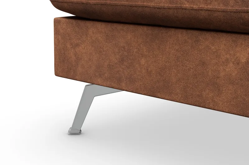 Ocean Lyx 6-seters Venstrevendt U-formet Sofa med Divan og Sjeselong + Fotskammel i Kunstlær - Brun - Møbler - Sofaer - Sofa med sjeselong