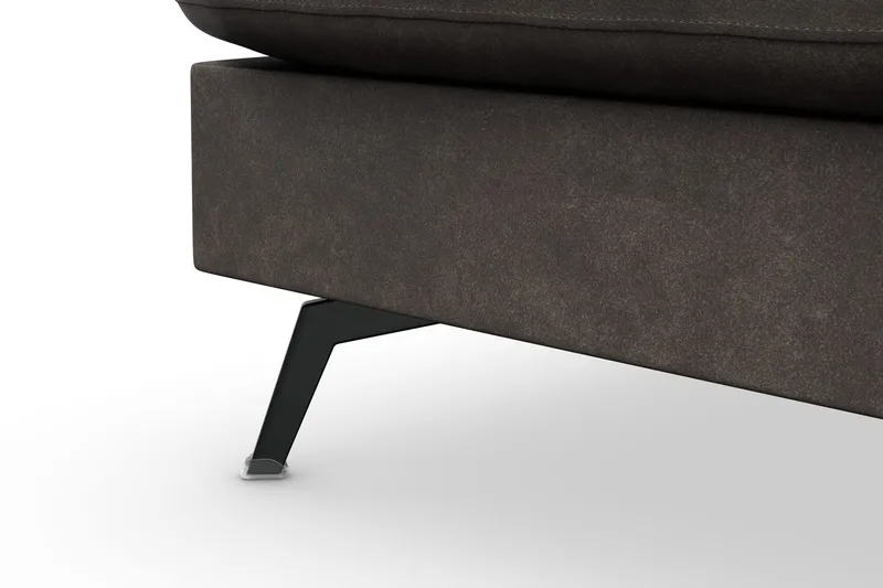 Ocean Lyx 6-seters Venstrevendt U-formet Sofa med Divan og Sjeselong + Fotskammel i Kunstlær - Mørk grå - Møbler - Sofaer - U-sofa