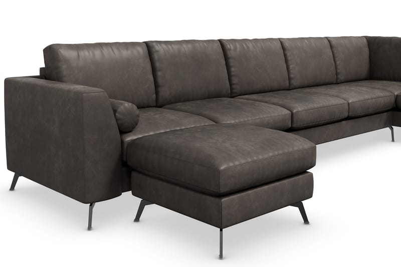 Ocean Lyx U-sofa med Sjeselong Høyre - Svart/Lær - Møbler - Sofaer - Sofa med sjeselong