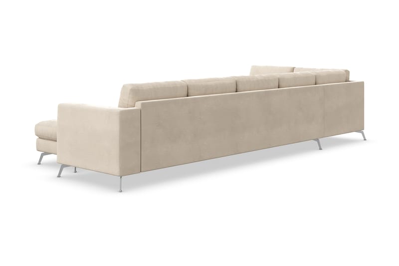 Ocean Lyx U-sofa med Sjeselong Venstre - Beige/Fløyel - Sofa med sjeselong