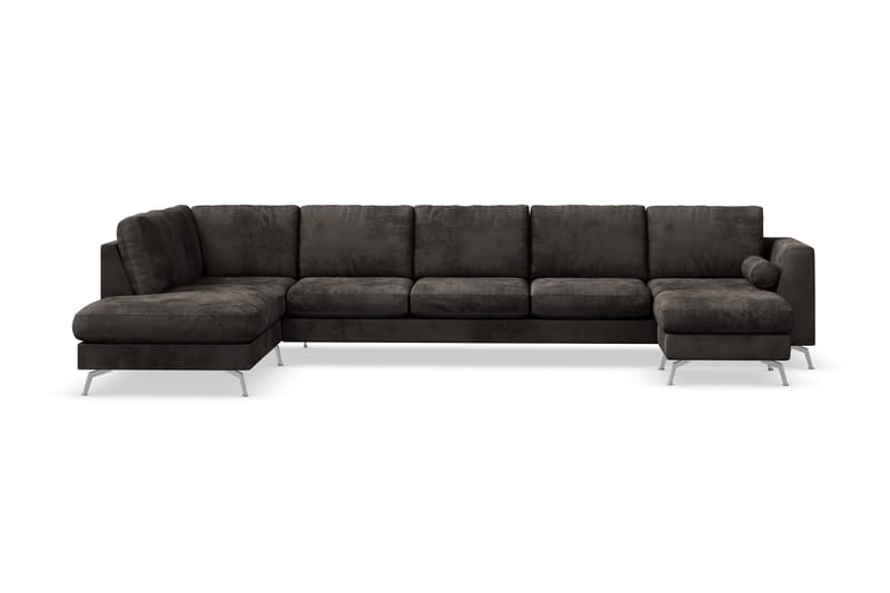 Ocean Lyx U-sofa med Sjeselong Venstre - Mørkegrå/Fløyel - Møbler - Sofaer - Sofa med sjeselong