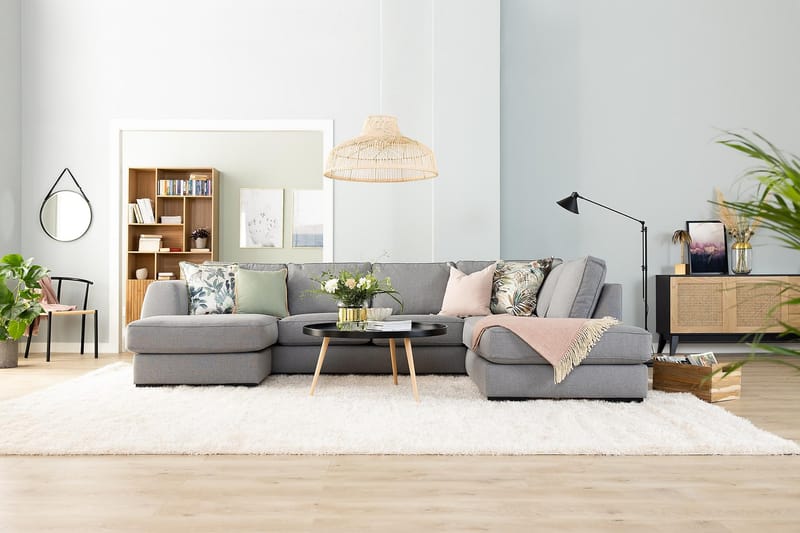 Optus 3-seters Vendbar L-formet Sjeselongsofa i Stoff - Lys grå - Møbler - Sofaer - Sofa med sjeselong