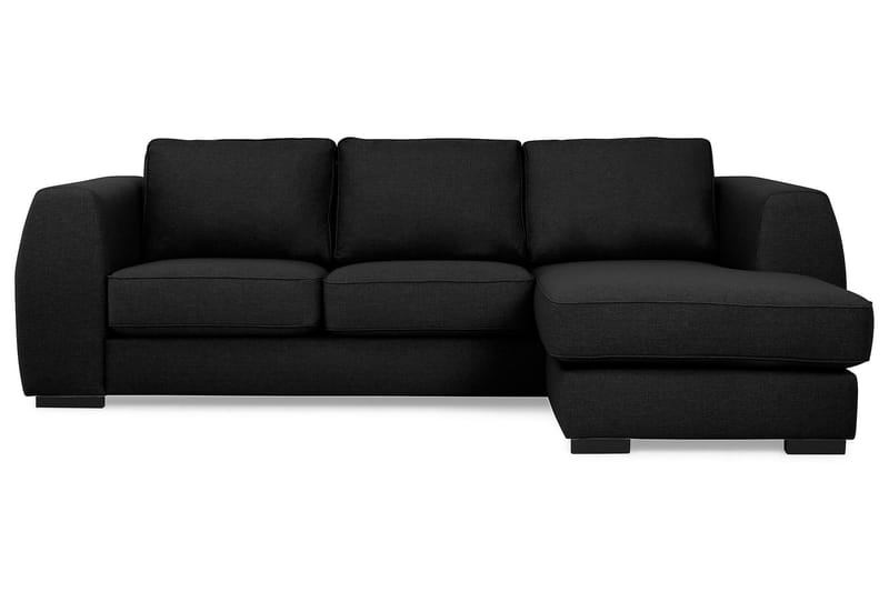 Optus 3-seters Vendbar L-formet Sjeselongsofa i Stoff - Svart - Møbler - Sofaer - Sofa med sjeselong - 3 seters sofa med divan