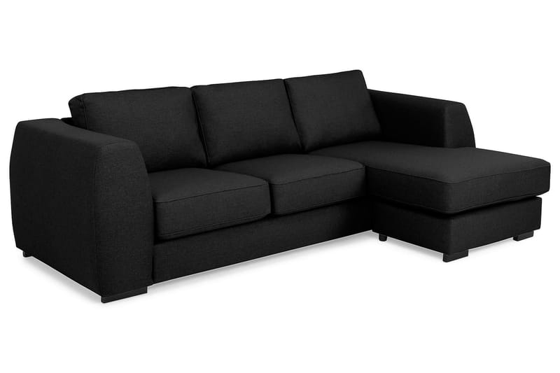 Optus 3-seters Vendbar L-formet Sjeselongsofa i Stoff - Svart - Møbler - Sofaer - Sofa med sjeselong - 3 seters sofa med divan
