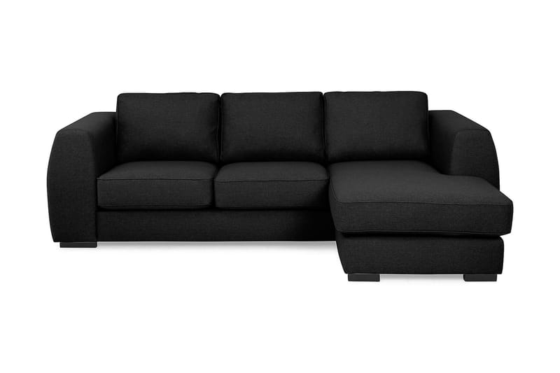 Optus 3-seters Vendbar L-formet Sjeselongsofa i Stoff - Svart - Møbler - Sofaer - Sofa med sjeselong - 3 seters sofa med divan