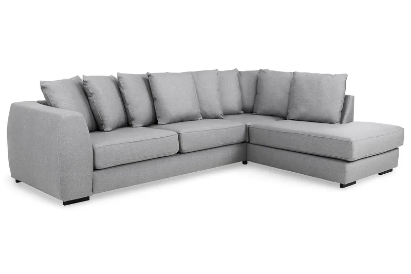 Optus 4-seters Høyrevendt L-formet Sjeselongsofa i Stoff inkl. Pynteputer - Lys grå - Møbler - Sofaer - Sofa med sjeselong - 3 seters sofa med divan