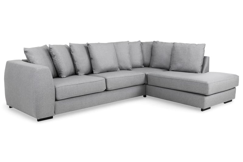 Optus 4-seters Høyrevendt L-formet Sjeselongsofa i Stoff inkl. Pynteputer - Lys grå - Møbler - Sofaer - Sofa med sjeselong - 3 seters sofa med divan
