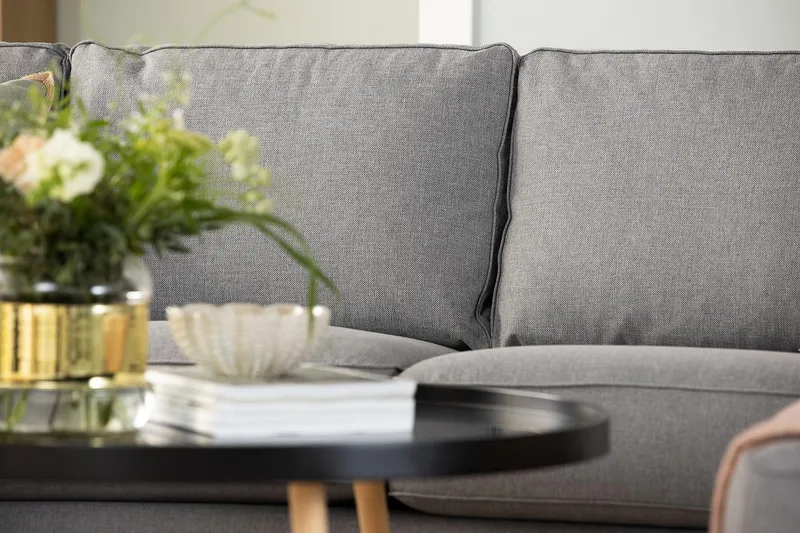 Optus 4-seters Høyrevendt L-formet Sjeselongsofa i Stoff - Lys grå - Møbler - Sofaer - Sofa med sjeselong - 3 seters sofa med divan