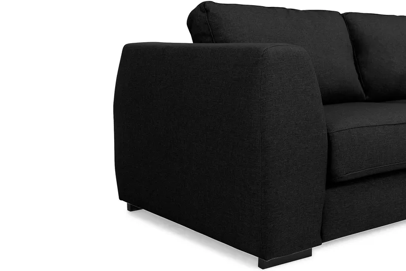 Optus 4-seters Høyrevendt L-formet Sjeselongsofa i Stoff - Svart - Møbler - Sofaer - Sofa med sjeselong - 3 seters sofa med divan