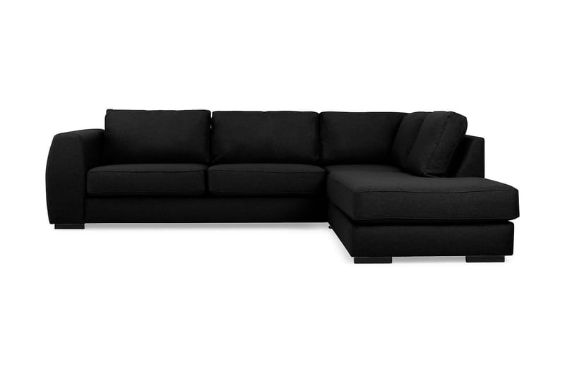 Optus 4-seters Høyrevendt L-formet Sjeselongsofa i Stoff - Svart - Møbler - Sofaer - Sofa med sjeselong - 3 seters sofa med divan