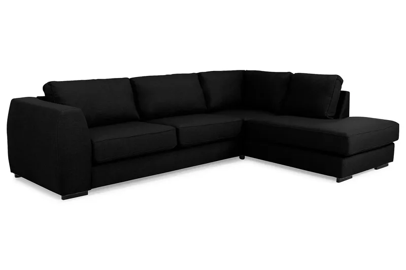 Optus 4-seters Høyrevendt L-formet Sjeselongsofa i Stoff - Svart - Møbler - Sofaer - Sofa med sjeselong - 3 seters sofa med divan