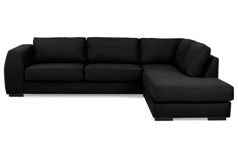 Optus 4-seters Høyrevendt L-formet Sjeselongsofa i Stoff - Svart - Møbler - Sofaer - Sofa med sjeselong - 3 seters sofa med divan