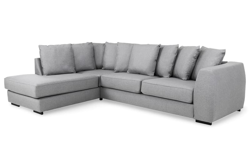 Optus 4-seters Venstrevendt L-formet Sjeselongsofa i Stoff inkl. Pynteputer - Lys grå - Møbler - Sofaer - Sofa med sjeselong
